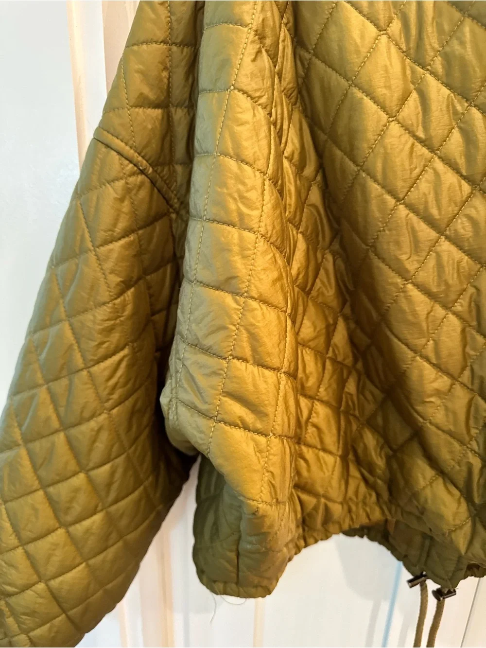 Free People Quilted Olive Green Bomber Jacket